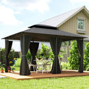Outsunny 4m x 3(m) Outdoor 2-Tier Steel Frame Gazebo w/ Curtains Outdoor Garden