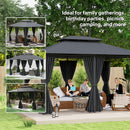 Outsunny 4m x 3(m) Outdoor 2-Tier Steel Frame Gazebo w/ Curtains Outdoor Garden