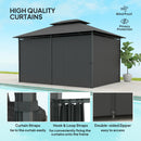 Outsunny 4m x 3(m) Outdoor 2-Tier Steel Frame Gazebo w/ Curtains Outdoor Garden
