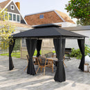 Outsunny 4m x 3(m) Outdoor 2-Tier Steel Frame Gazebo w/ Curtains Outdoor Garden