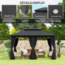 Outsunny 4m x 3(m) Outdoor 2-Tier Steel Frame Gazebo w/ Curtains Outdoor Garden