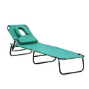 Outsunny Folding Sun Lounger Set of 2 Reclining Chair with Reading Hole