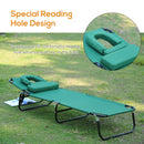 Outsunny Folding Sun Lounger Set of 2 Reclining Chair with Reading Hole