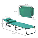 Outsunny Folding Sun Lounger Set of 2 Reclining Chair with Reading Hole