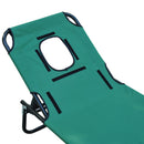 Outsunny Folding Sun Lounger Set of 2 Reclining Chair with Reading Hole