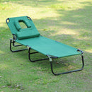 Outsunny Folding Sun Lounger Set of 2 Reclining Chair with Reading Hole