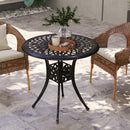 Outsunny 78 cm Round Garden Dining Table with Parasol Hole, White