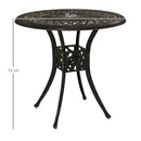Outsunny 78 cm Round Garden Dining Table with Parasol Hole, White