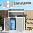 Outsunny 4.7 x 2.5FT Lockable Garden Shed, 2-Bin Storage Shed, Light Grey