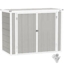 Outsunny 4.7 x 2.5FT Lockable Garden Shed, 2-Bin Storage Shed, Light Grey