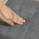 HOMCOM Grey Modern Footstool, Fabric Foot Rest With Rubber Wood Legs