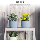 Outsunny Set of 2 Round Plant Pots Outdoor 22cm for Garden, White