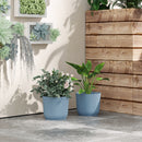 Outsunny Set of 2 Round Plant Pots Outdoor 22cm for Garden, White