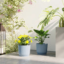 Outsunny Set of 2 Round Plant Pots Outdoor 22cm for Garden, White