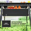 Outsunny Folding Camping Table w/ Adjustable Height, Storage Basket, Black