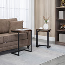 HOMCOM C-Shaped Nesting Tables Set Of 3 With Steel Frame, Rustic Brown