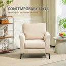 HOMCOM Linen Fabric Modern Accent Chair with Metal Legs, Wood Frame, Beige