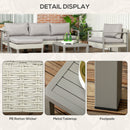 Outsunny 6 PCs Rattan Garden Furniture Set with Table, Cushion, Light Grey