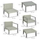 Outsunny 6 PCs Rattan Garden Furniture Set with Table, Cushion, Light Grey