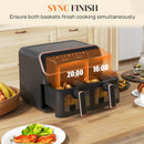 HOMCOM Dual Zone Air Fryer 8L Double Air Fryer with SYNCFinish 2700W Gold Tone