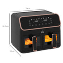 HOMCOM Dual Zone Air Fryer 8L Double Air Fryer with SYNCFinish 2700W Gold Tone