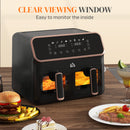 HOMCOM Dual Zone Air Fryer 8L Double Air Fryer with SYNCFinish 2700W Gold Tone