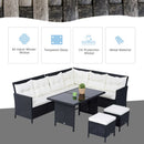 Outsunny Rattan Corner Sofa Set with Table and Footstools - Black