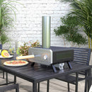 Outsunny Wood Fired Pizza Oven With Rotating Pizza Stone And Cover, Black