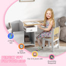 ZONEKIZ Kids Desk and Chair Set for 3-6 Year Old with Storage Drawer, White