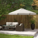 Outsunny Garden Parasol Patio Umbrella with Ruffles Grey