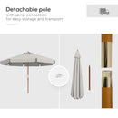 Outsunny Garden Parasol Patio Umbrella with Ruffles Grey