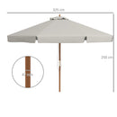 Outsunny Garden Parasol Patio Umbrella with Ruffles Grey