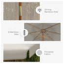 Outsunny Garden Parasol Patio Umbrella with Ruffles Grey