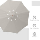 Outsunny Garden Parasol Patio Umbrella with Ruffles Grey