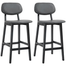 HOMCOM Breakfast Bar stools Set of 2 with PU Leather Cover, Wood Legs, Dark Grey