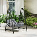 Outsunny Rattan Swing Chair with Stand and Seat Cushion