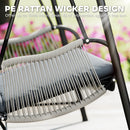 Outsunny Rattan Swing Chair with Stand and Seat Cushion