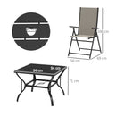 Outsunny 5 PCs Garden Dining Set, Folding Chairs and Metal Top Table