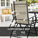Outsunny 5 PCs Garden Dining Set, Folding Chairs and Metal Top Table
