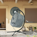 Outsunny Double Hanging Swing Chair w/ Stand & Cup Holders, Charcoal Grey