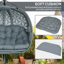Outsunny Double Hanging Swing Chair w/ Stand & Cup Holders, Charcoal Grey