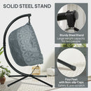 Outsunny Double Hanging Swing Chair w/ Stand & Cup Holders, Charcoal Grey
