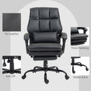 HOMCOM Executive Office Chair, PU Leather Desk Chair with Armrests