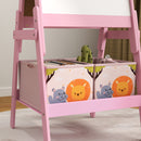 AIYAPLAY 2 in 1 Kids Easel with Whiteboard, Chalkboard, Storage Boxes, Pink
