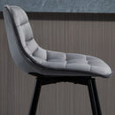 HOMCOM Set of 2 Bar Stools Velvet-Touch Dining Chairs - Grey