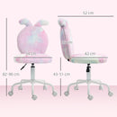 HOMCOM Armless Desk Chair Bunny Vanity Chair with Swivel Wheels Colourful