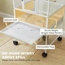 PawHut Bird Cage Parrot Cage With Rolling Stand Acrylic Viewing Panels White