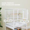 PawHut Bird Cage Parrot Cage With Rolling Stand Acrylic Viewing Panels White