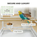 PawHut Bird Cage Parrot Cage With Rolling Stand Acrylic Viewing Panels White
