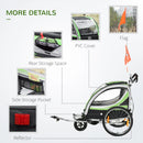 HOMCOM Child Bike Trailer 2 In 1 Baby Stroller = Green
